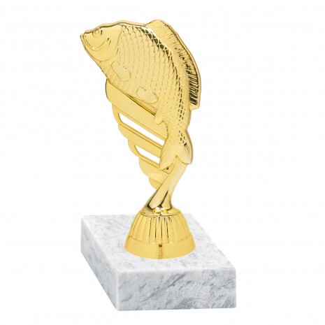 Pește figurină de aur cu bază
