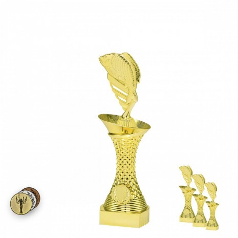 Pește pe un suport cu coloană de aur