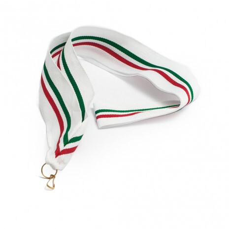 Panglică medalie roșu-alb-verde de 35 mm lățime cu margine albă