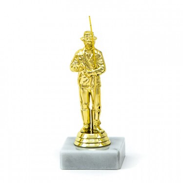 Angler (în picioare) figurină de aur cu bază
