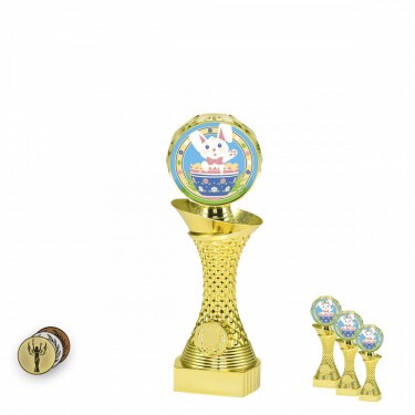 iepuraș de Paște pe un suport cu coloană de aur