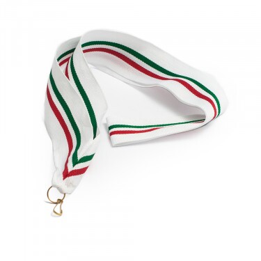 Panglică medalie roșu-alb-verde de 35 mm lățime cu margine albă